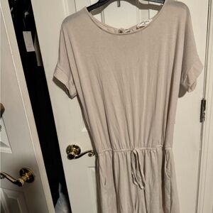 Zenana Outfitters Tan Midi Romper Casual Short Sleeve